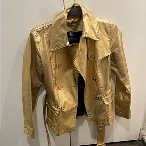 Ralph Lauren Metallic Gold Leather Trench jacket